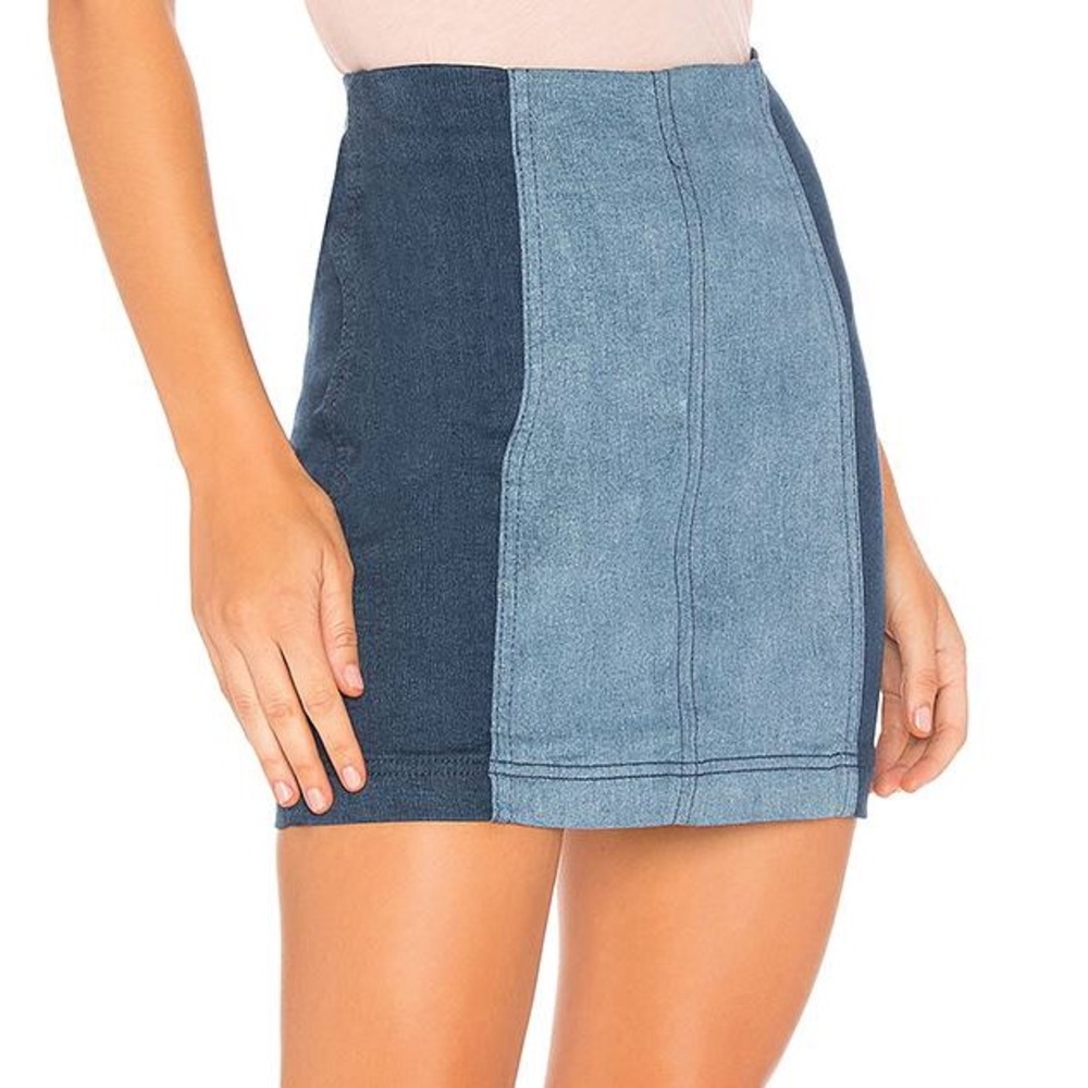 🌈MODERN FEMME Free People Color Block Denim Skirt